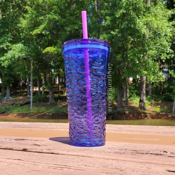 Starbucks rippled blue glass cup - Picture 3 of 6